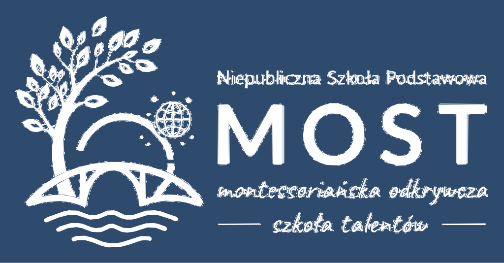 Logo Niepublicznej Szkoły Podstawowej MOST w wersji białej